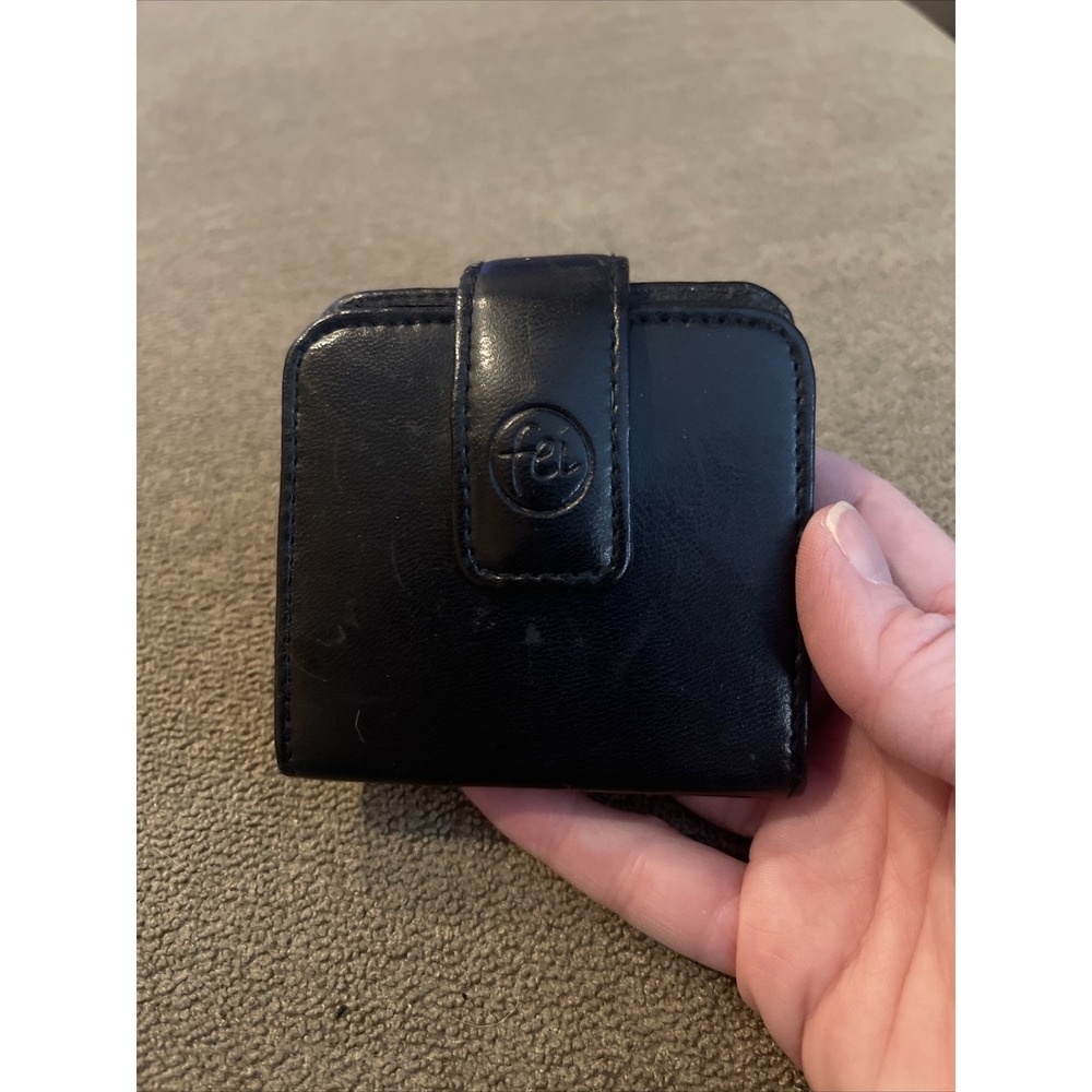 FEI Vintage Genuine Leather Wallet Black Small Coin Purse (TD)